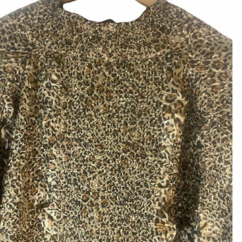 Tally Ho Leopard Print Jacket 1x Button Front Top - image 5